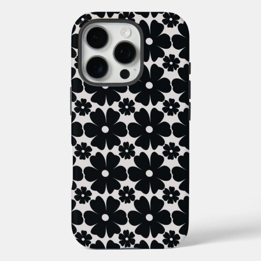 Minimalist black & white daisy pattern Case-Mate iPhone hülle (Rückseite)