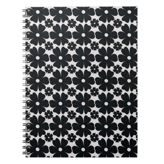 Minimalist black & white daisy pattern notizblock (Vorderseite)