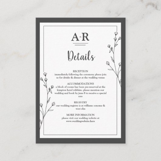 Minimalist Black & White Enclosure Card Begleitkarte (Vorderseite)