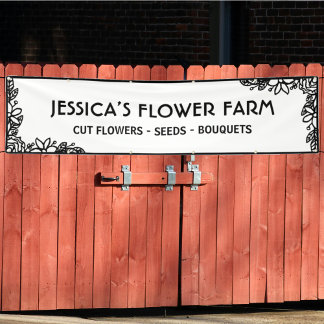 Minimalist Black & White Floral Border Business Banner