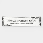 Minimalist Black & White Floral Border Business Banner (Horizontal)