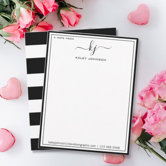 Minimalist Black White From The Desk Of Note Card Dankeskarte