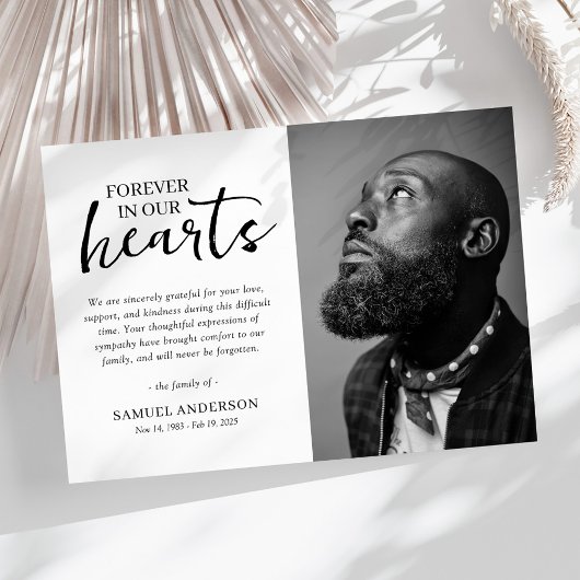 Minimalist Black & White Funeral Thank You Dankeskarte