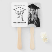 Minimalist Black & White Graduation Cap and Bow Fächer (Vorne und Hinten)