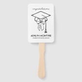 Minimalist Black & White Graduation Cap and Bow Fächer (Vorderseite)