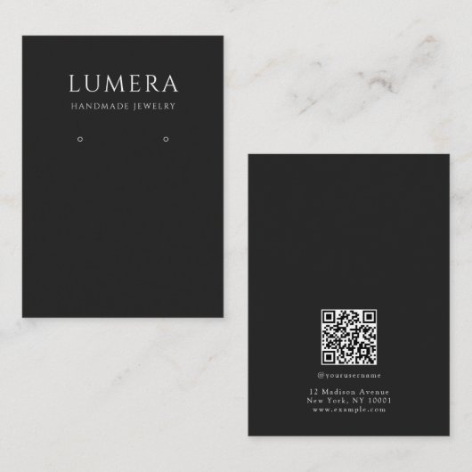 Minimalist Black & White Jewelry Display Card Visitenkarte (Vorne/Hinten)