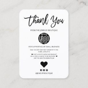 Minimalist Black White Logo Customer Thank You Visitenkarte