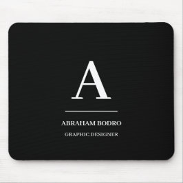 Minimalist Black White Modern Personalized  Mousepad