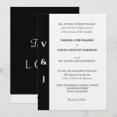 Minimalist Black White Monogram  Einladung (Vorne/Hinten)