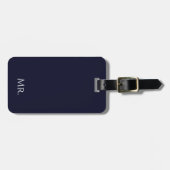 Minimalist Black & White “Mr” Modern Travel Gepäckanhänger (Vorderseite horizontal)