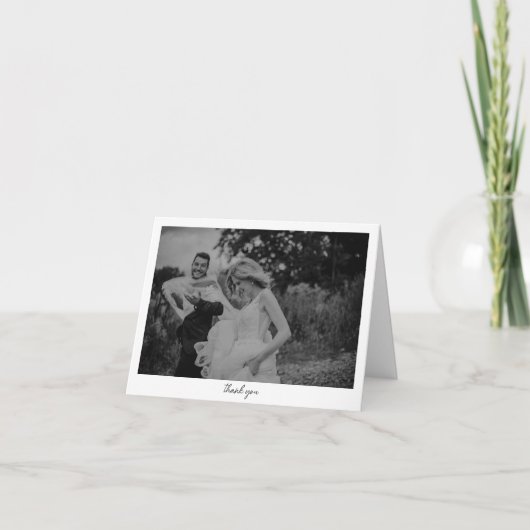 Minimalist Black White Photo Custom Message Dankeskarte (Vorderseite)