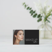 Minimalist Black White Photo Makeup Business Card Visitenkarte (Stehend Vorderseite)