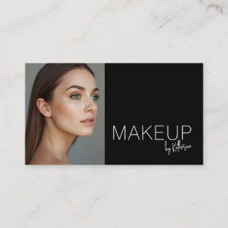 Minimalist Black White Photo Makeup Business Card Visitenkarte