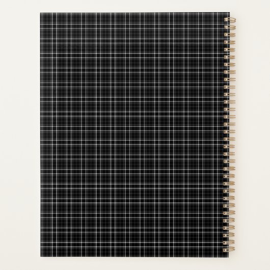 Minimalist Black & White Plaid Planer (Rückseite)