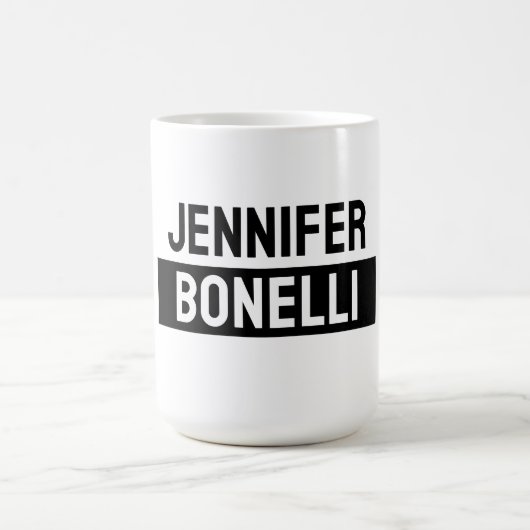 Minimalist Black & White Plain Elegant Modern Name Kaffeetasse (Mittel)