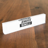 Minimalist Black & White Plain Elegant Modern Name Namensplakette (Seite)