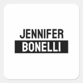 Minimalist Black & White Plain Elegant Modern Name Quadratischer Aufkleber (Vorderseite)