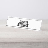 Minimalist Black & White Plain Elegant Modern Name Schreibtischnamensplakette (Vorderseite )