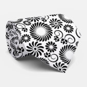 Minimalist Black White Retro Spiral Flower Pattern Krawatte (Gerollt)