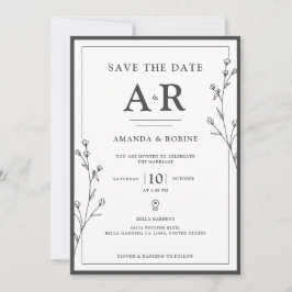 Minimalist Black & White  Save The Date