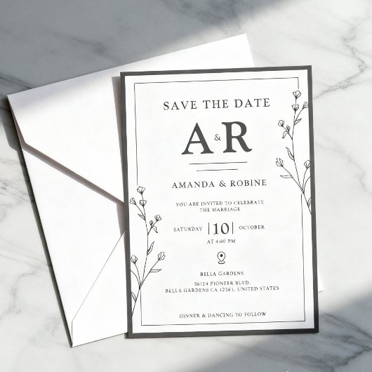 Minimalist Black & White  Save The Date