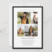 Minimalist Black White Script Grad Party Photo  Ankündigung (Rückseite)