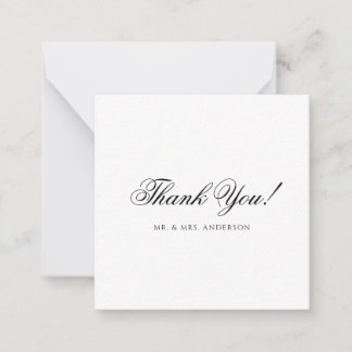Minimalist Black & White Script Wedding Thank You Mitteilungskarte