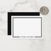 Minimalist Black White Two Border Monogram Mitteilungskarte (Vorderseite/Rückseite Beispiel)