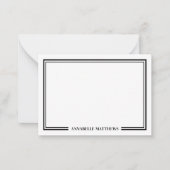 Minimalist Black White Two Border Monogram Mitteilungskarte (Vorderseite)