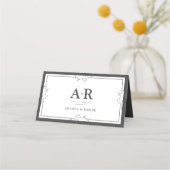 Minimalist Black & White Wedding Folded Place Card Platzkarte (Rückseite)