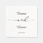 Minimalist Black & White Wedding | Modern Script Serviette (Vorderseite)