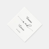 Minimalist Black & White Wedding | Modern Script  Serviette (Ecke)