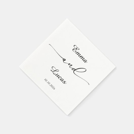 Minimalist Black & White Wedding | Modern Script Serviette (Ecke)
