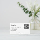Minimalist Black White Wedding QR Code Details Begleitkarte (Stehend Vorderseite)
