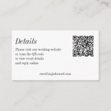 Minimalist Black White Wedding QR Code Details
