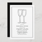Minimalist Black & White Wedding Rehearsal Dinner Einladung (Vorne/Hinten)