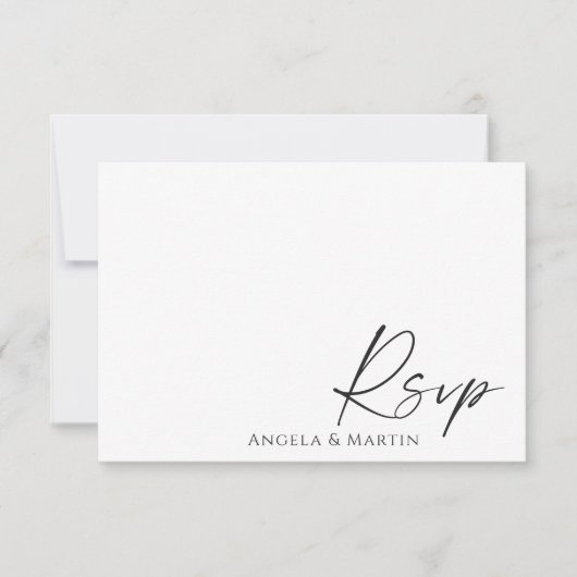 Minimalist Black White Wedding Response Card RSVP Karte (Vorderseite)