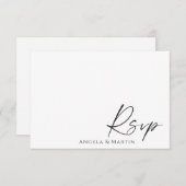 Minimalist Black White Wedding Response Card RSVP Karte (Vorne/Hinten)