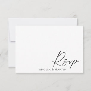 Minimalist Black White Wedding Response Card RSVP Karte