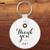 Minimalist Black White Wedding Thank You Monogram Schlüsselanhänger (Vorderseite)