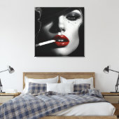 Minimalist Black & White Woman with cigarette Leinwanddruck (Insitu (Schlafzimmer))