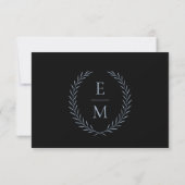 Minimalist Black With Blue Wedding RSVP Cards Karte (Rückseite)