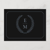 Minimalist Black With Blue Wedding Save The Date Ankündigungspostkarte (Rückseite)