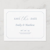 Minimalist Black With Blue Wedding Save The Date Ankündigungspostkarte (Vorderseite)