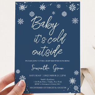 Minimalist Blau Baby, es ist kalt draußen Baby Sho Einladung