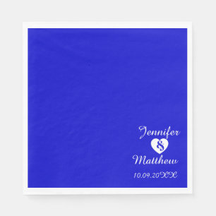 Minimalist Blau Personalisierter Name Hochzeitsdat Serviette