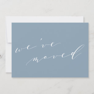 Minimalist Blaue Schrift Wir sind in ein neues Zuh Ankündigung