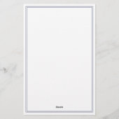 Minimalist Blaues Monogramm mit zwei Rändern Briefpapier (Rückseite)