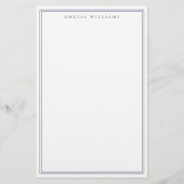 Minimalist Blaues Monogramm mit zwei Rändern Briefpapier (Vorderseite)