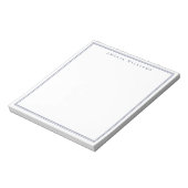 Minimalist Blaues Monogramm mit zwei Rändern Notizblock (Rotiert)